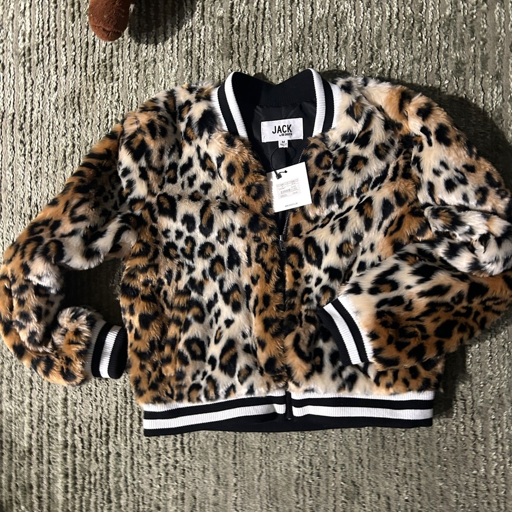 BB Dakota Leopard Print Faux Fur Bomber Jacket